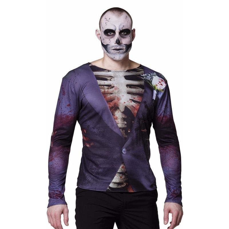 Halloween - Heren shirt met zombie bruidegom