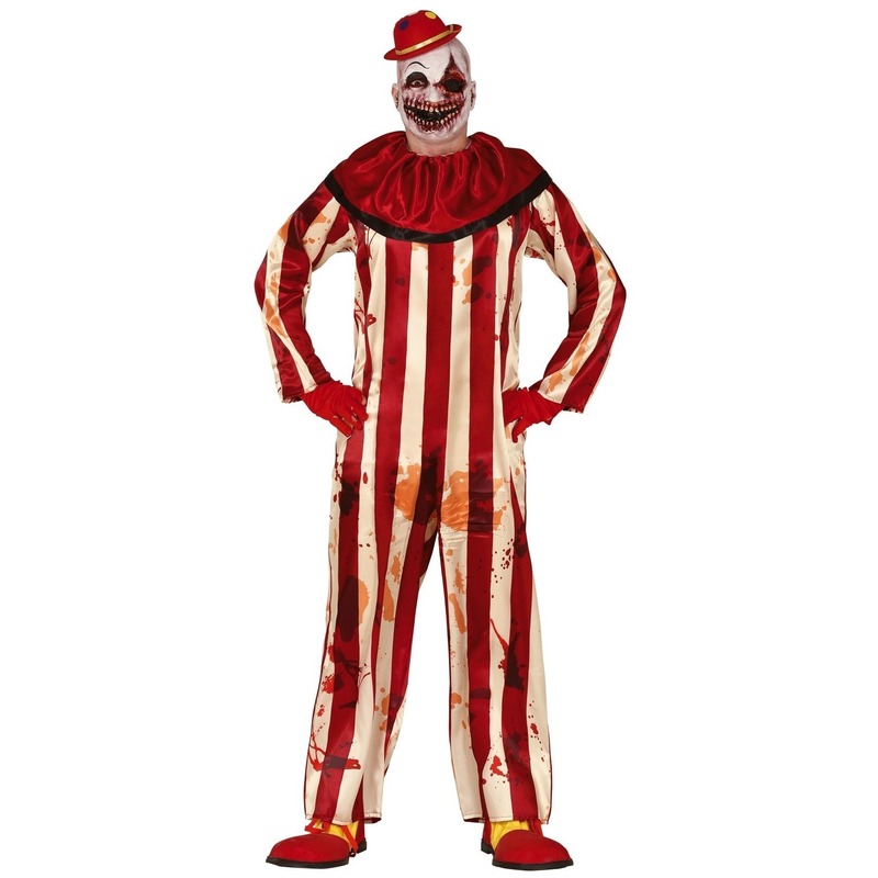 Halloween - Horror clown Billy verkleed kostuum rood/wit voor heren