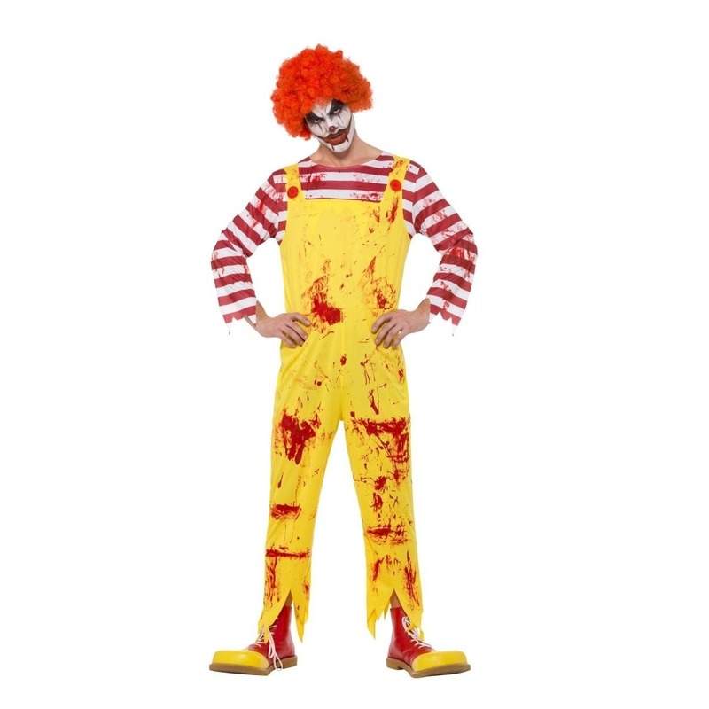 Halloween - Horror clown kostuum rood/geel voor heren