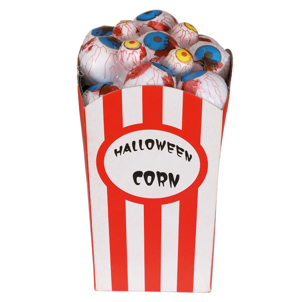 Halloween/Horror deco artikel - popcorn bakje met oogballen - 8 x 16 cm