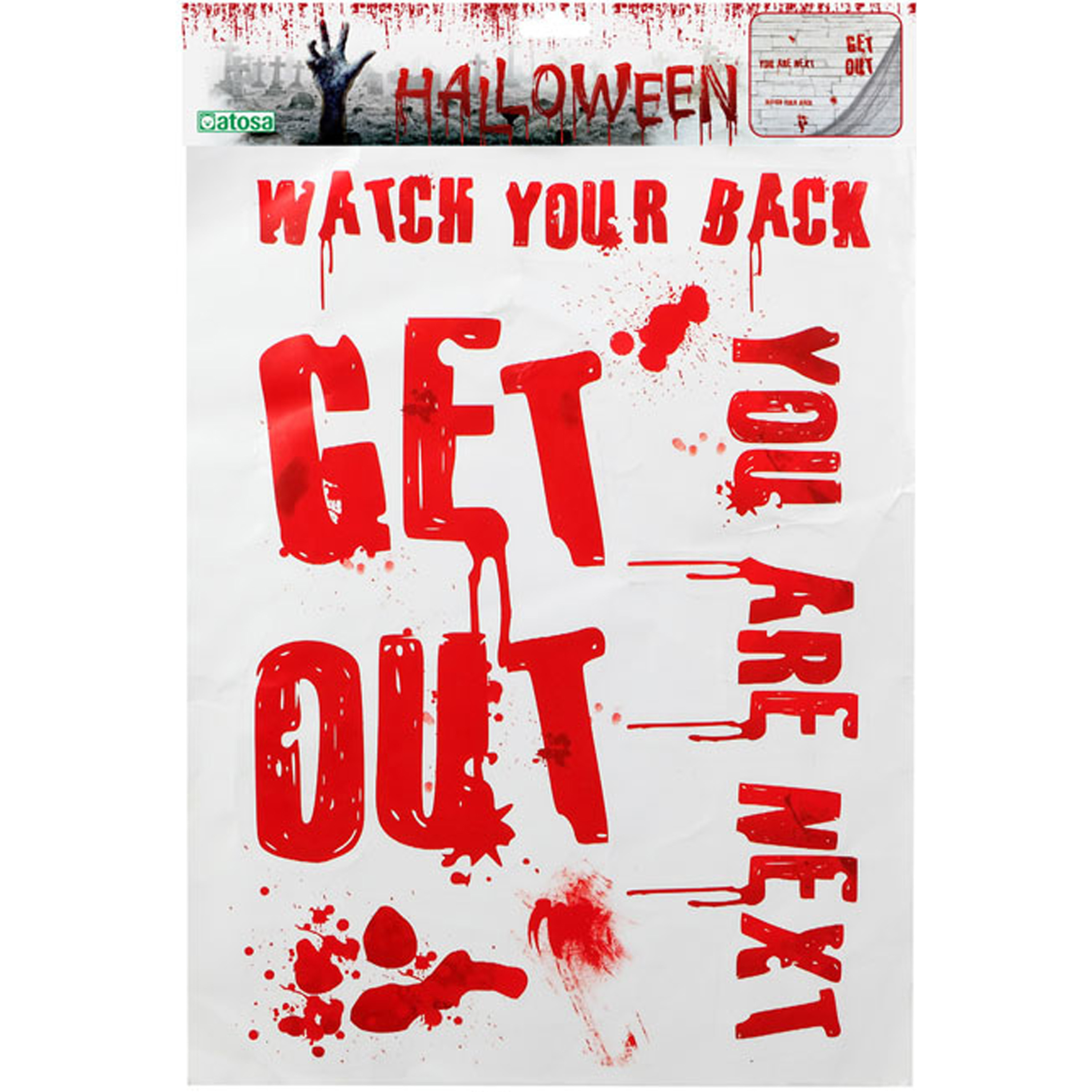 Halloween - Horror/Halloween raamsticker - Bloederige teksten - 42 x 19 cm - Feestartikelen/versiering