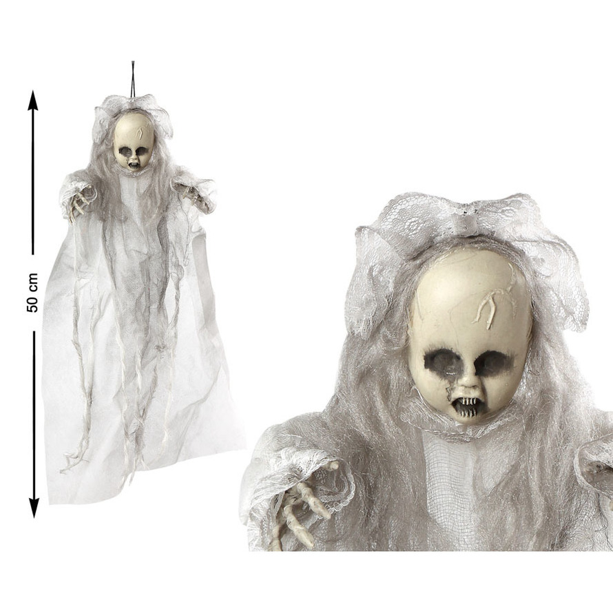 Halloween - Horror hangdecoratie spook/geest pop wit 50 cm