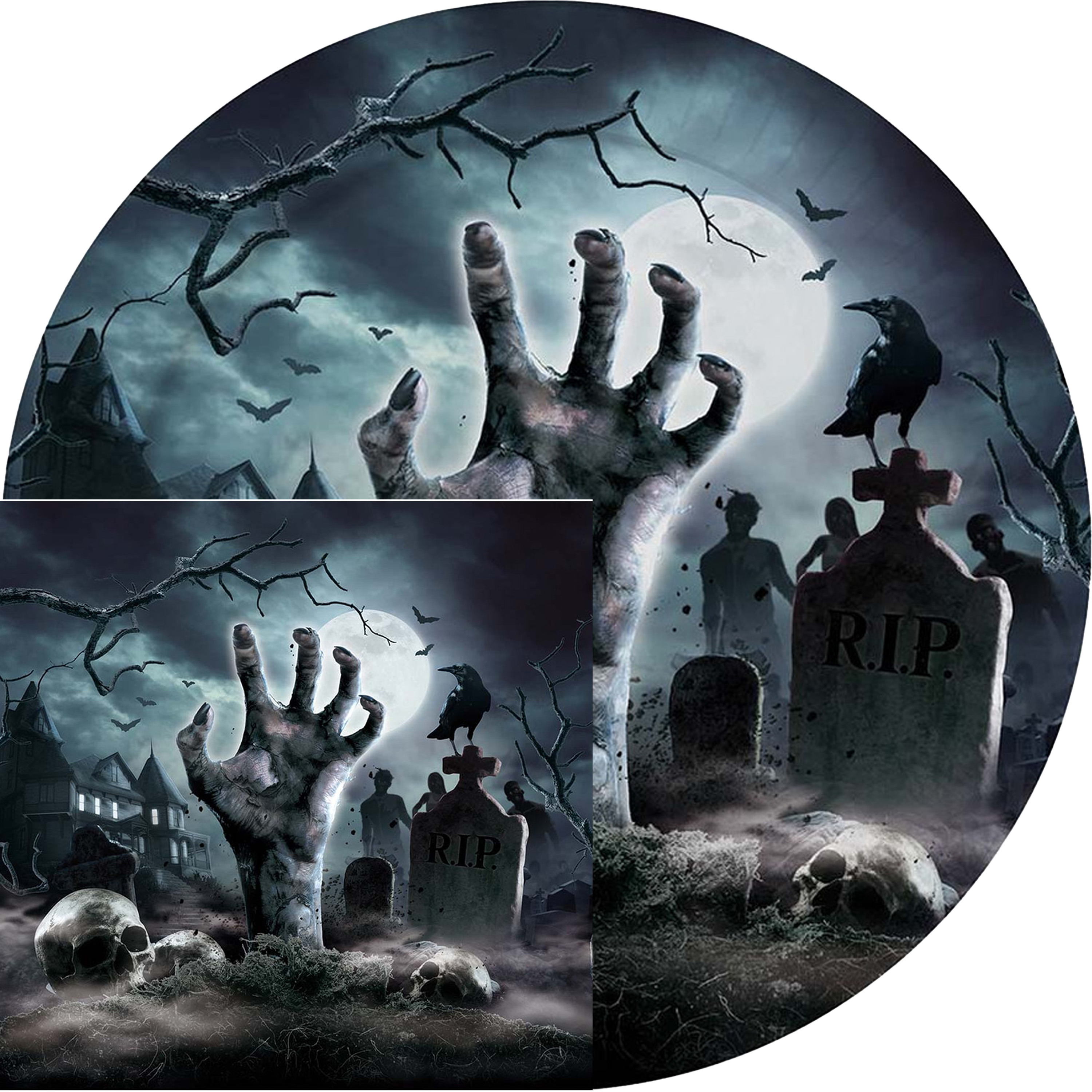 Halloween/horror kerkhof feest servies borden en servetten - 24x - zwart- papier