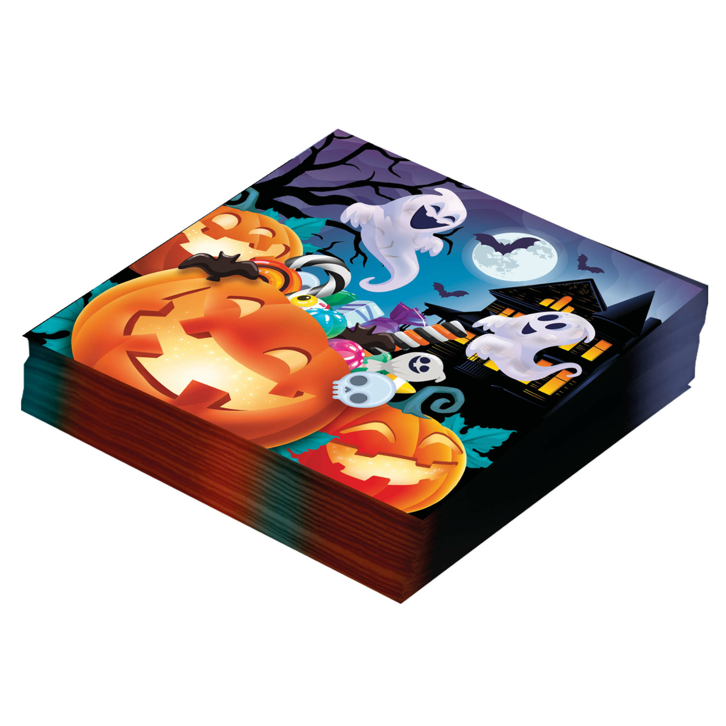 Halloween/horror pompoen servetten - 12x - oranje - papier - 33 x 33 cm
