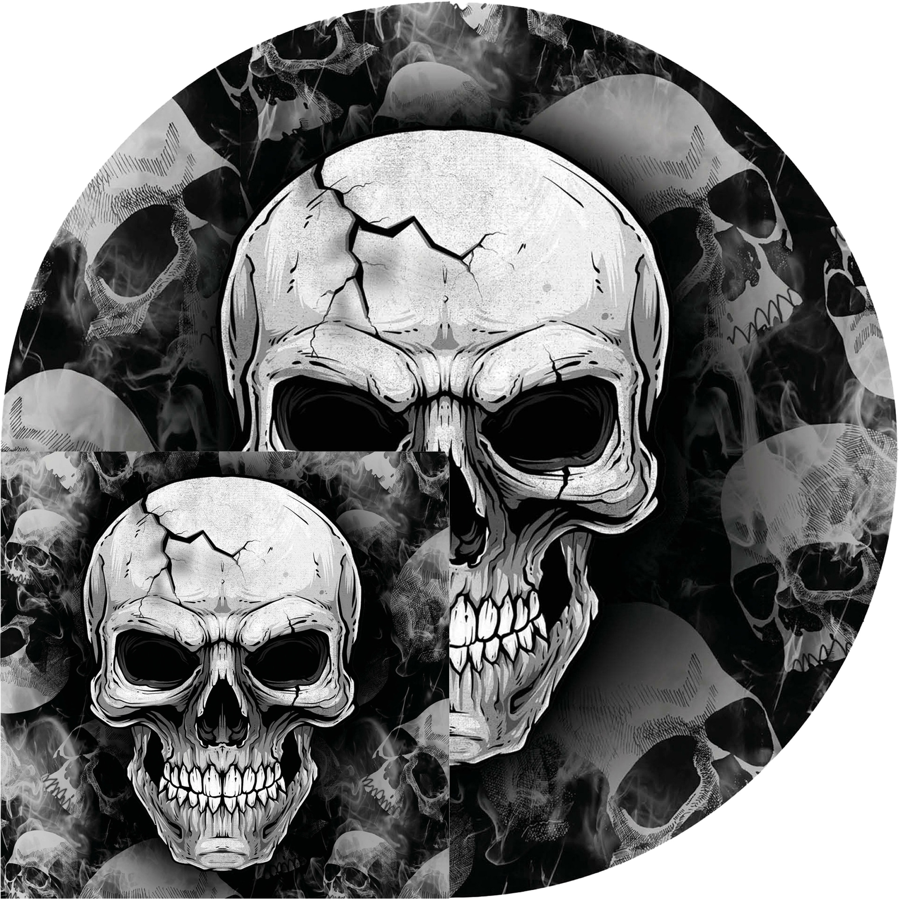 Halloween/horror schedel/doodshoofd feest servies - borden/servetten - 24x - zwart- papier