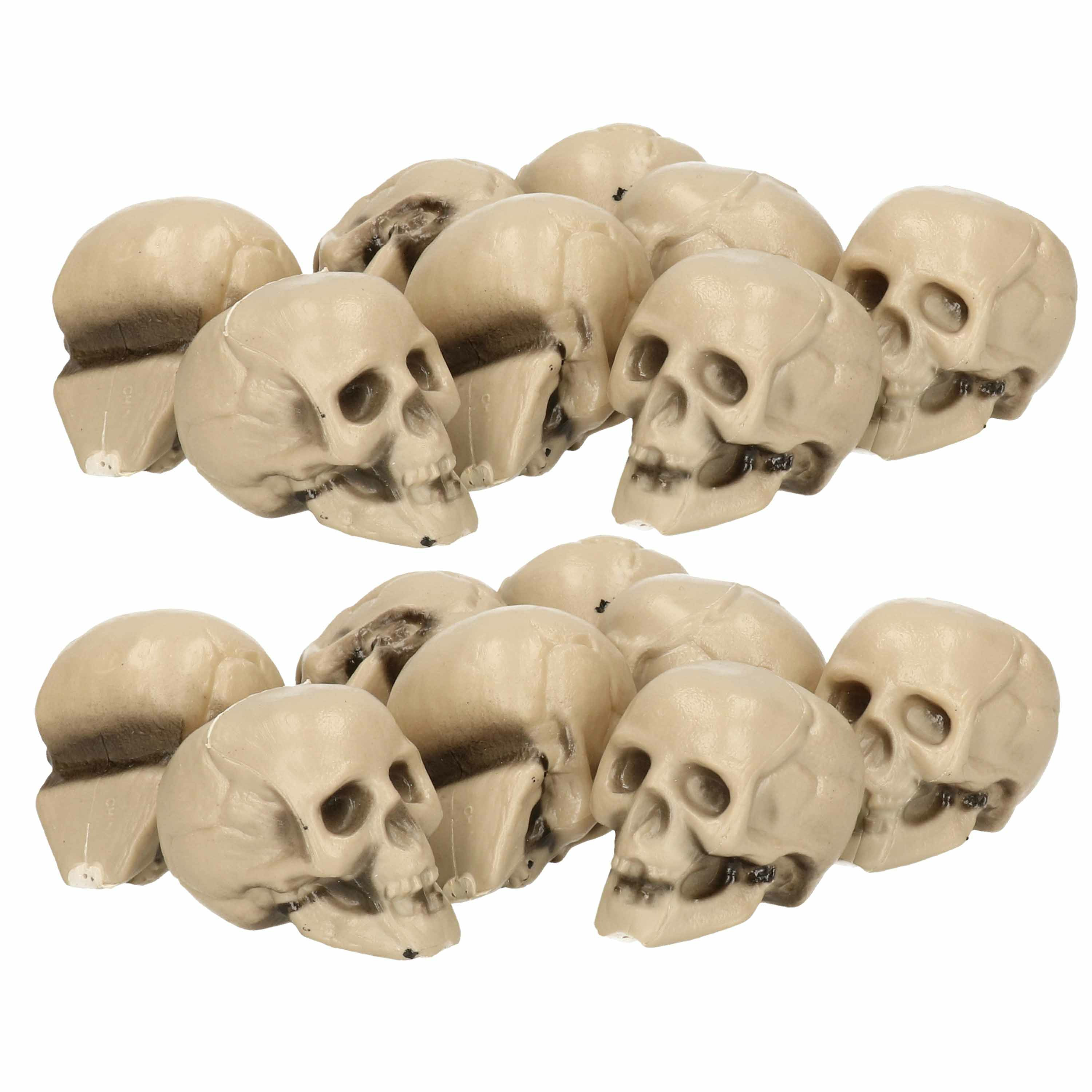 Halloween/Horror schedels/doodshoofdjes - 16x - wit - H4 cm - kunststof