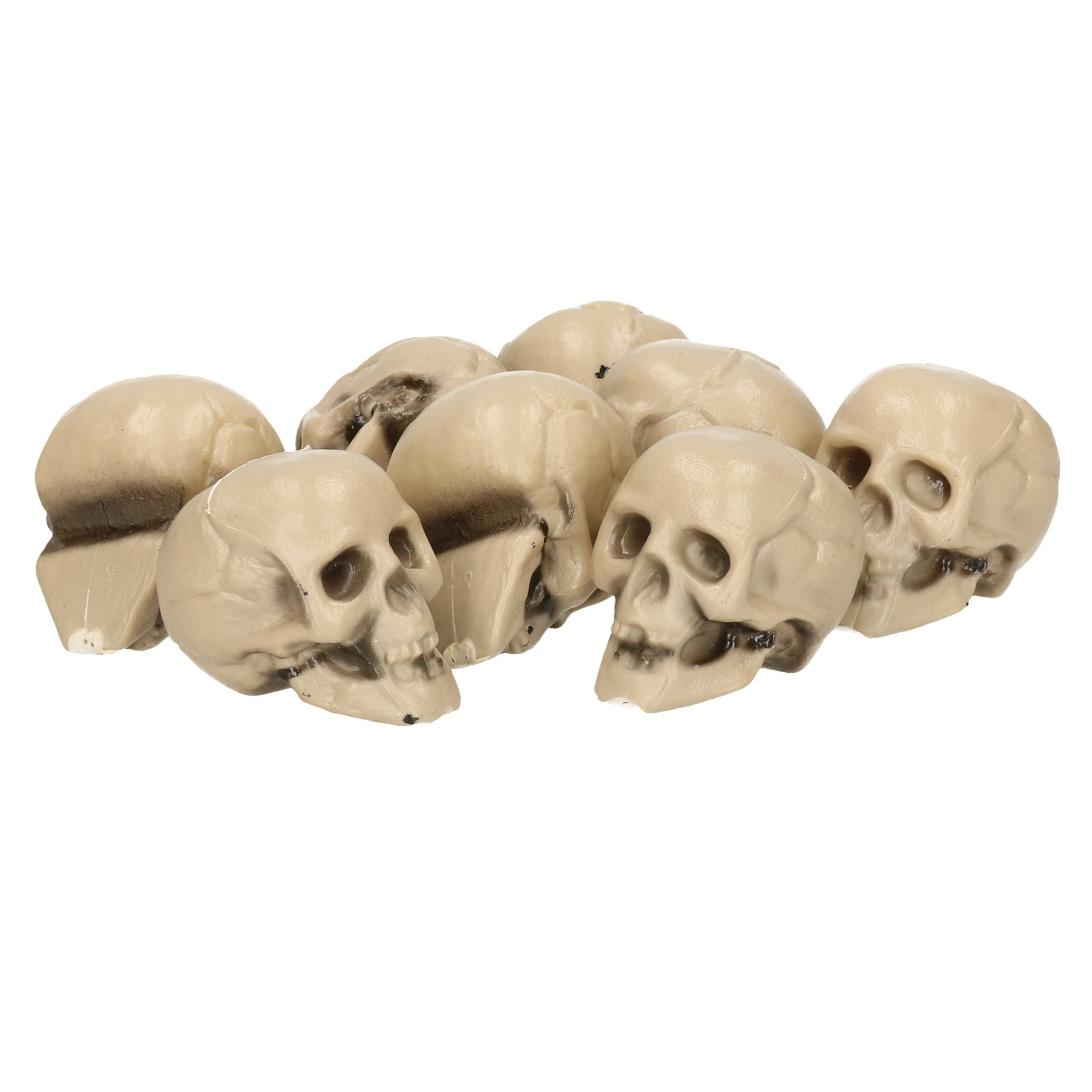 Halloween/Horror schedels/doodshoofdjes - 8x - wit - H4 cm - kunststof