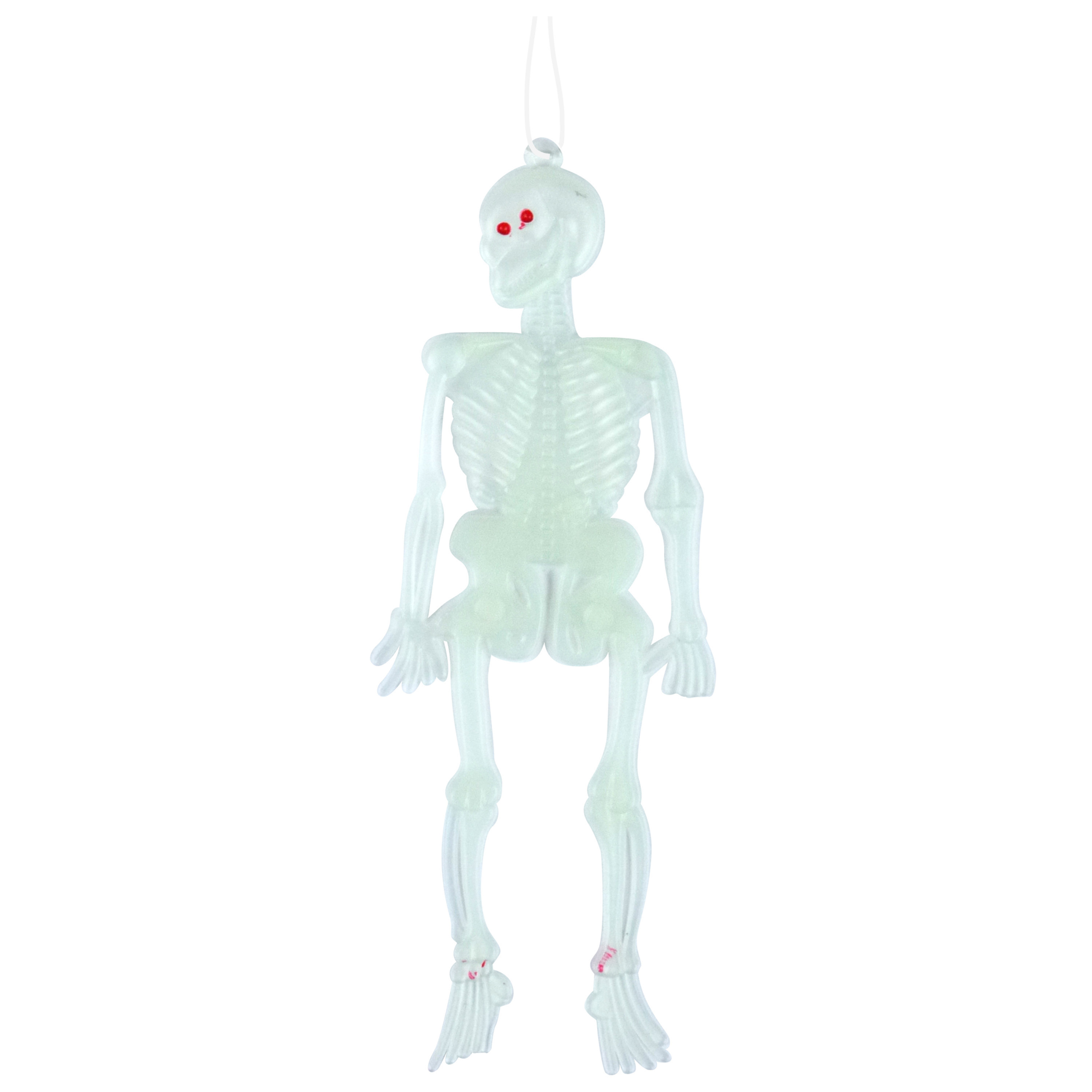 Halloween - Horror skeletjes - 10x - glow in the dark - hangend - 14 cm - Halloween decoratie
