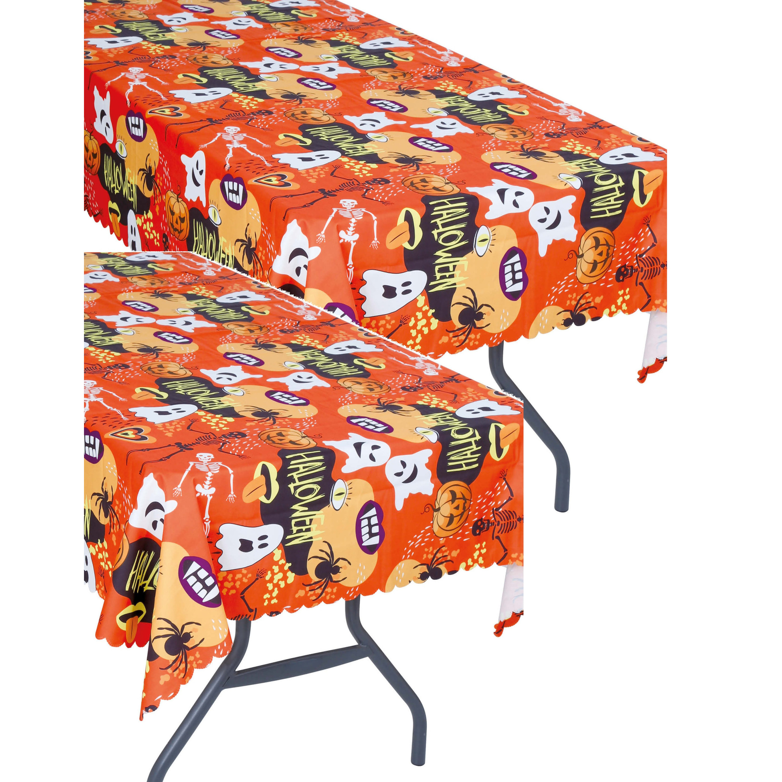 Halloween-horror thema feest tafelkleed 2x spookjes oranje stevig papier 177 x 134 cm