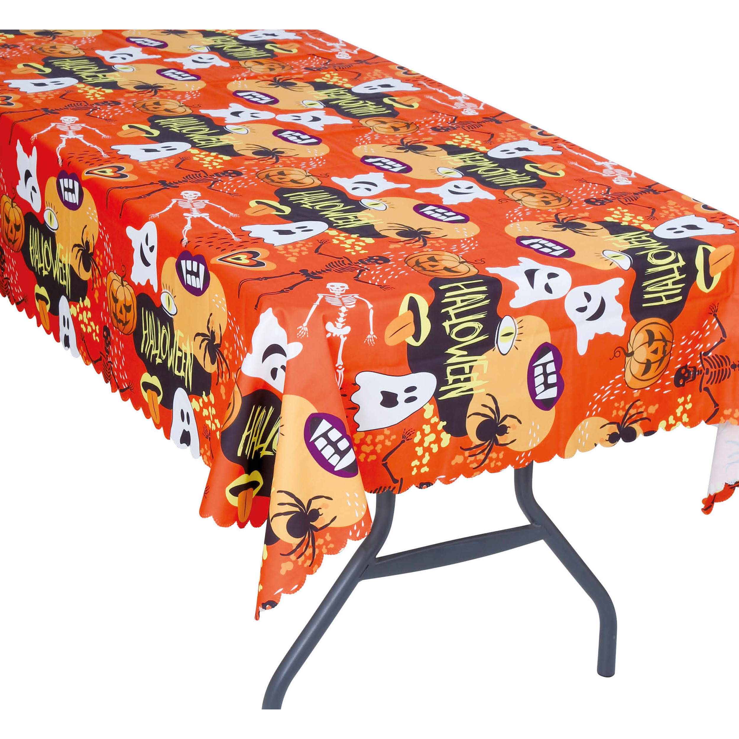 Halloween/horror thema feest tafelkleed - spookjes - oranje - stevig papier - 177 x 134 cm
