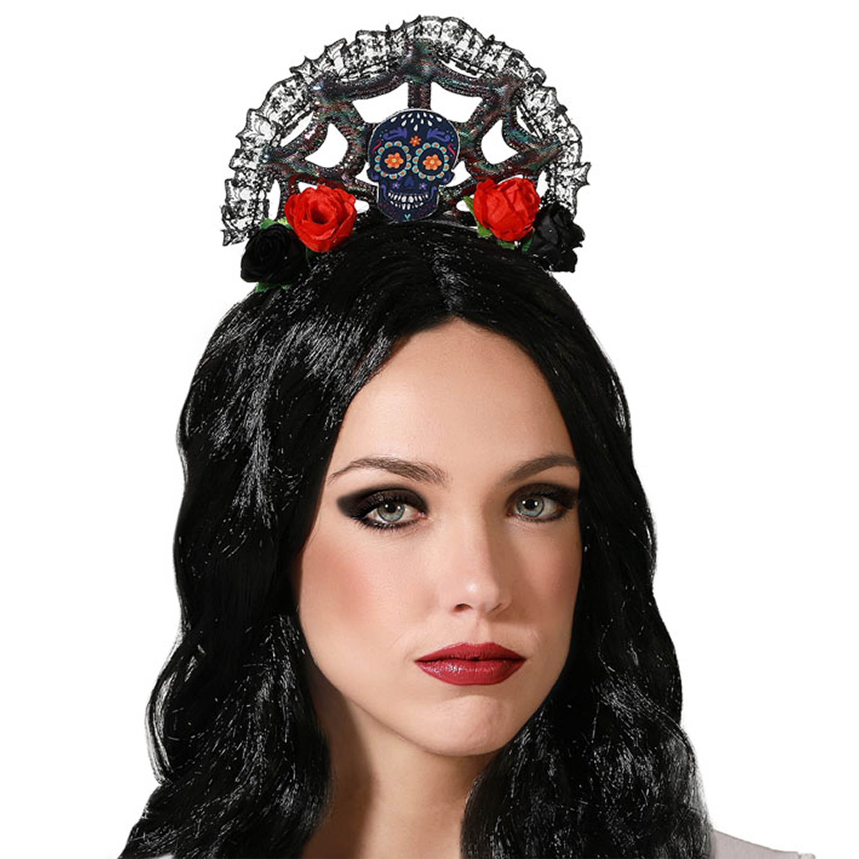 Halloween-horror verkleed diadeem-tiara hoedje vampier queen-princess kunststof dames-meisjes