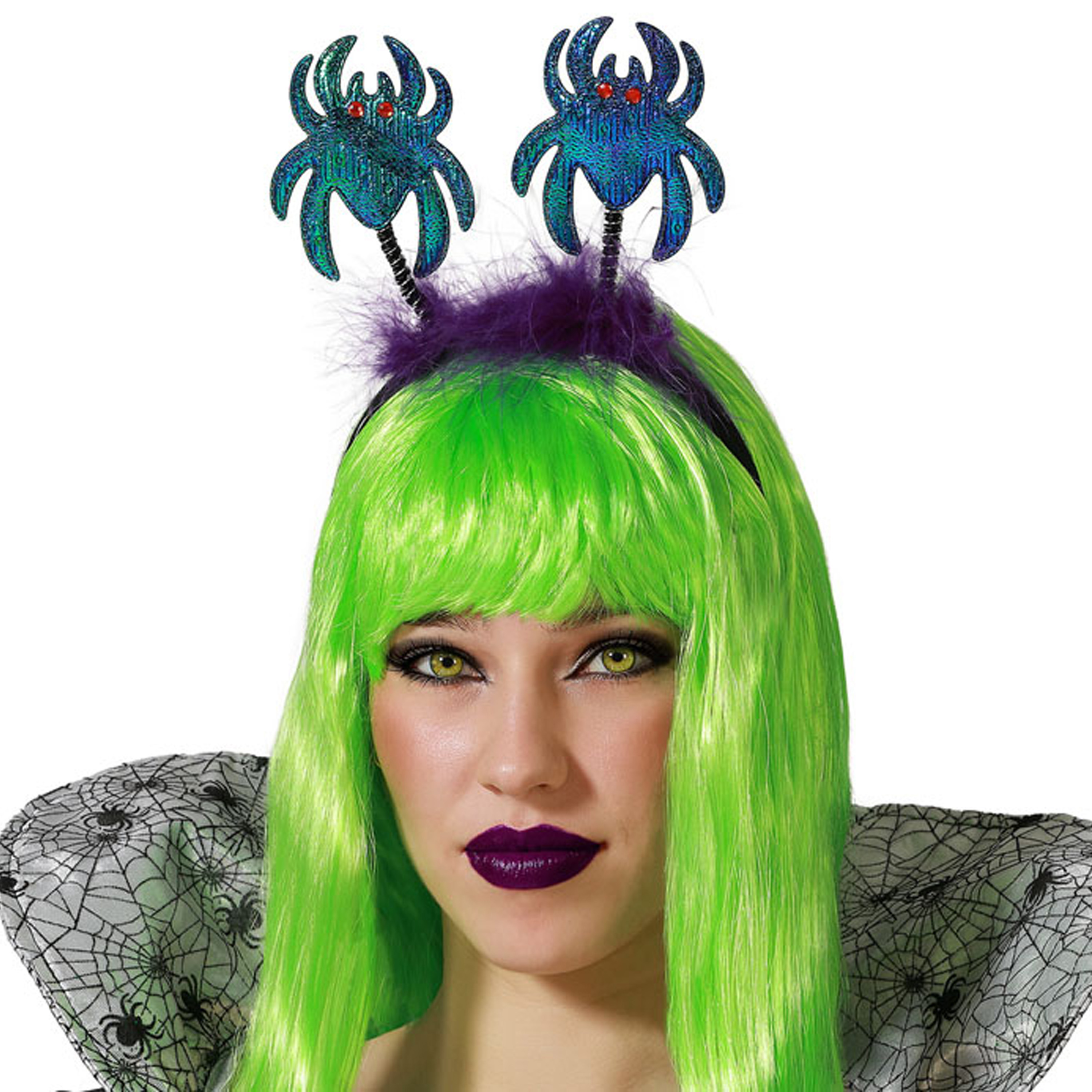 Halloween/horror verkleed diadeem/tiara - met grote spinnen - kunststof - dames/meisjes