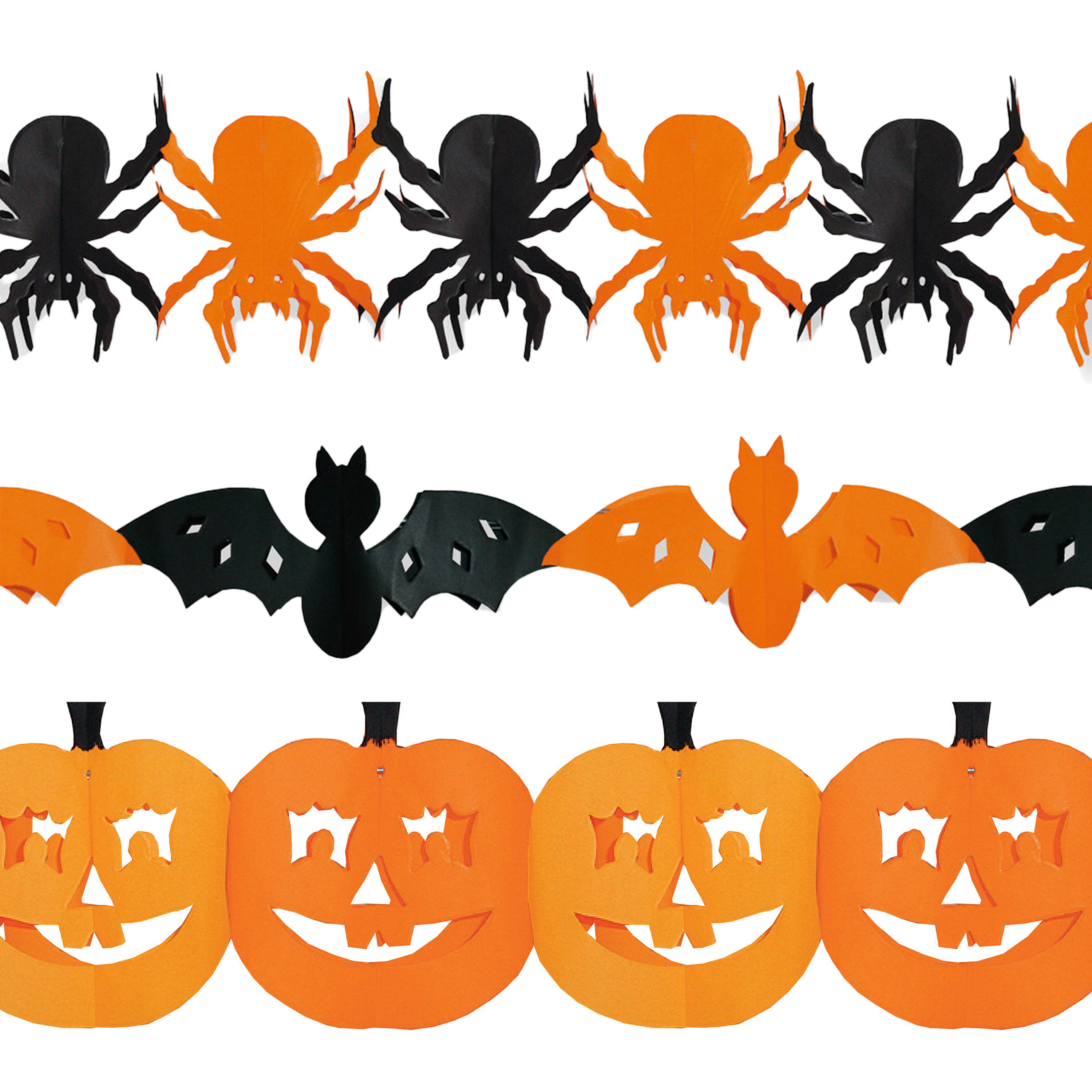 Halloween/horror versiering set van 3x thema feestslingers van 3 meter papier