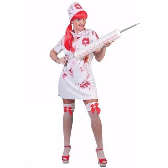 Halloween - Kleine maat kostuum gestoorde verpleegster voor dames