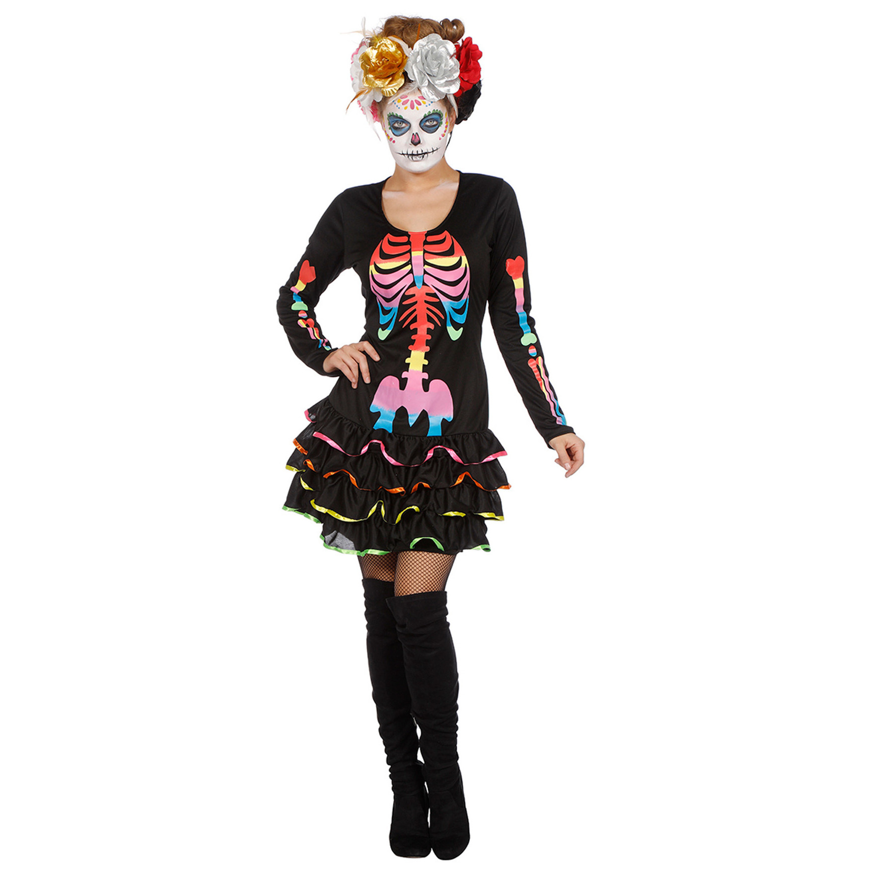 Halloween - Neon skelet halloween jurkje voor dames