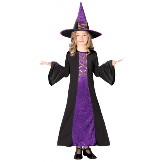 Halloween - Paarse heksen jurk halloween kostuum kinderen