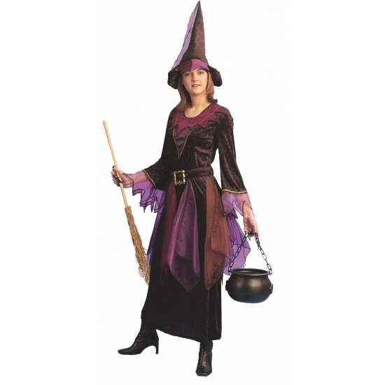 Halloween - Paarse heksen jurk inclusief hoed