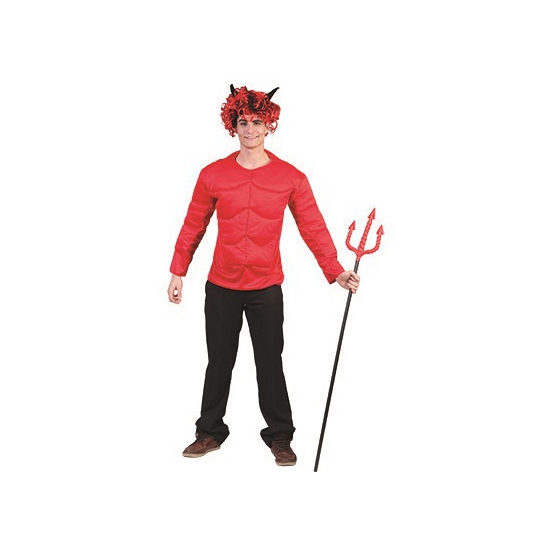 Halloween - Rood gespierd duivel shirt voor volwassenen