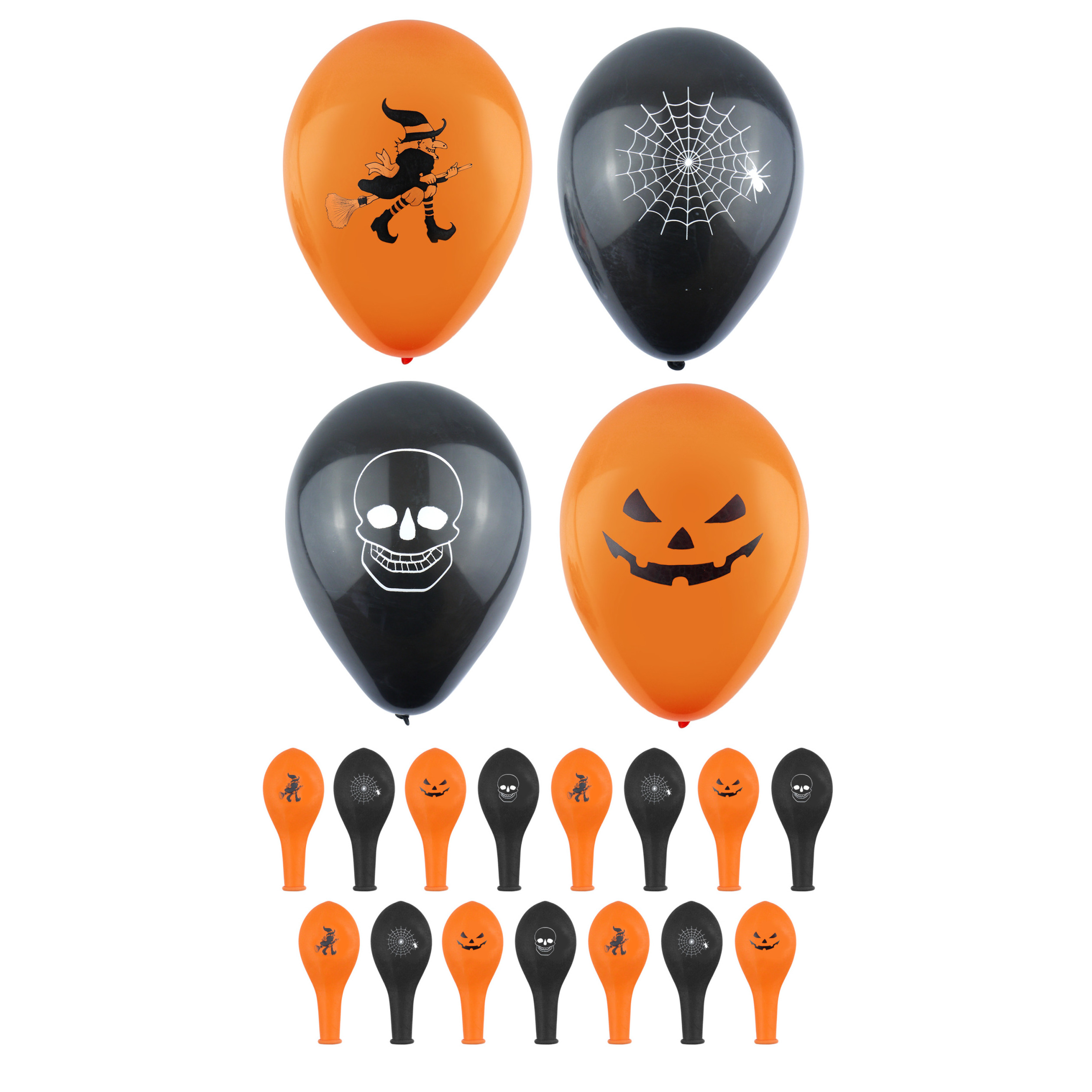 Halloween - Set van 12x stuks Halloween ballonnen met print 23 cm