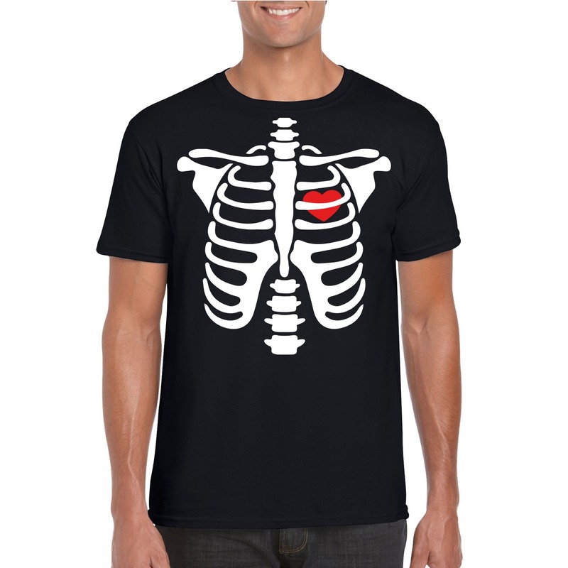 Halloween skelet t-shirt zwart heren