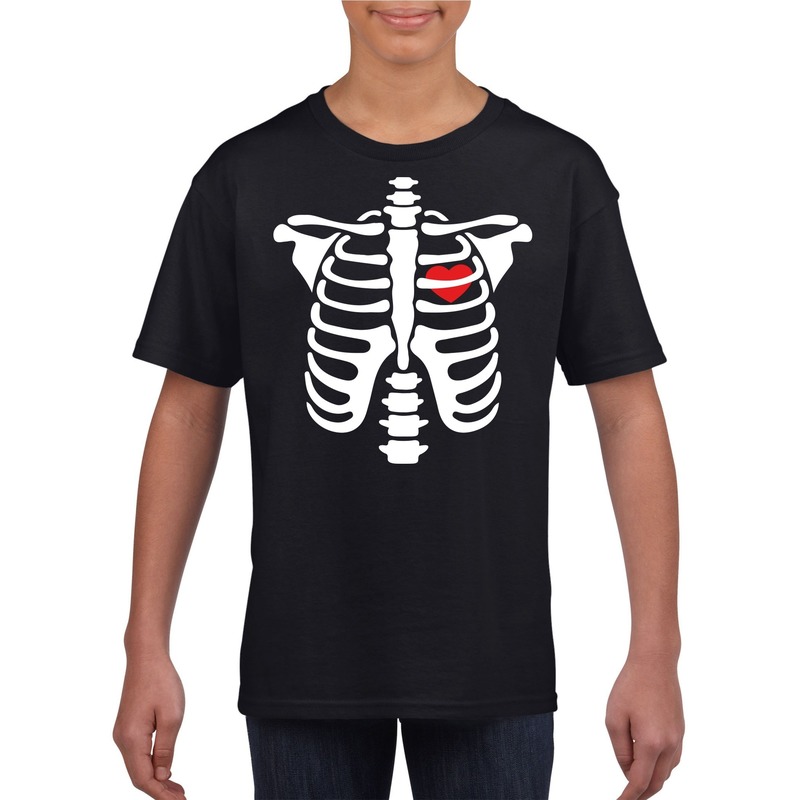 Halloween skelet t-shirt zwart kinderen