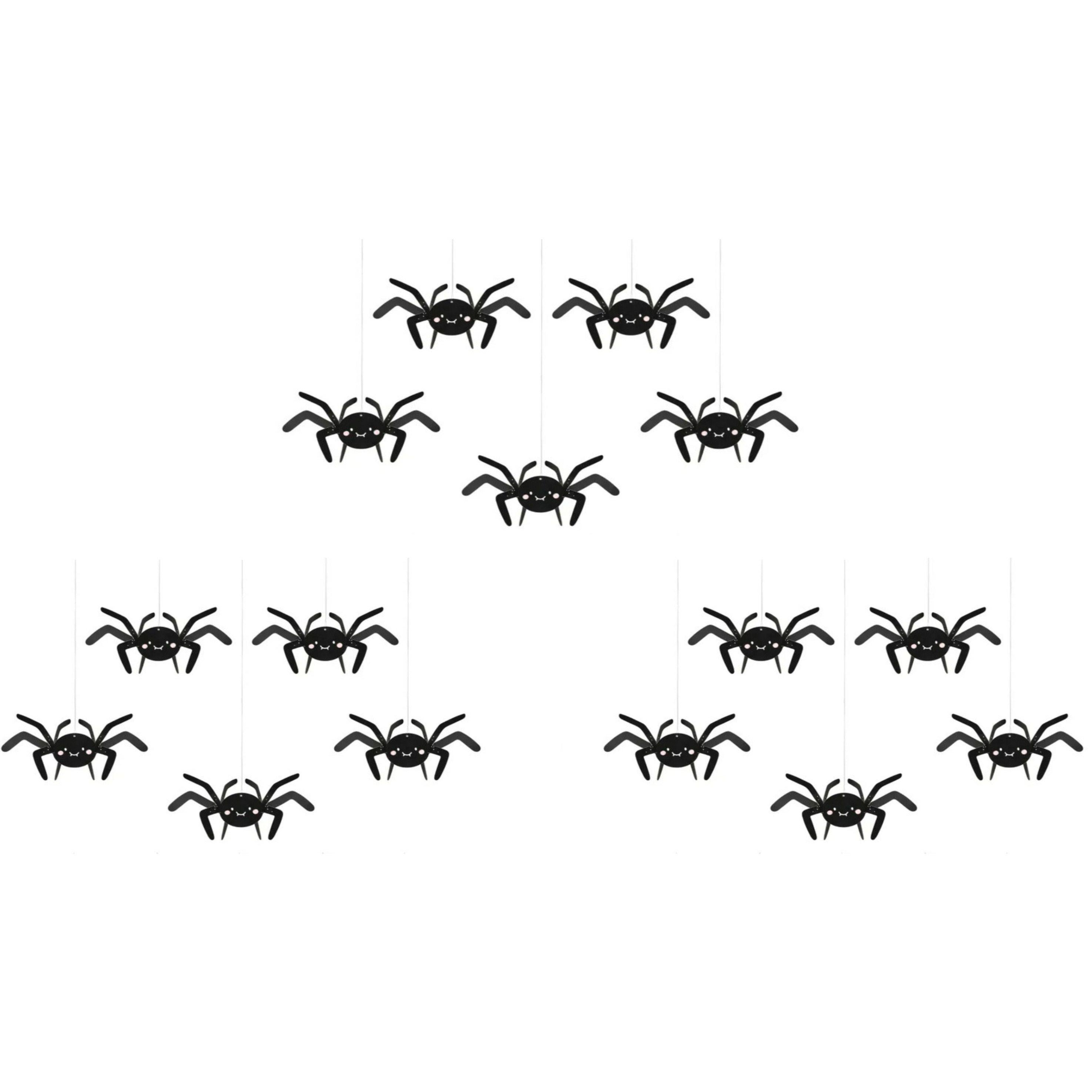 Halloween thema hangende spinnen - 15x - zwart - papier - 27 cm