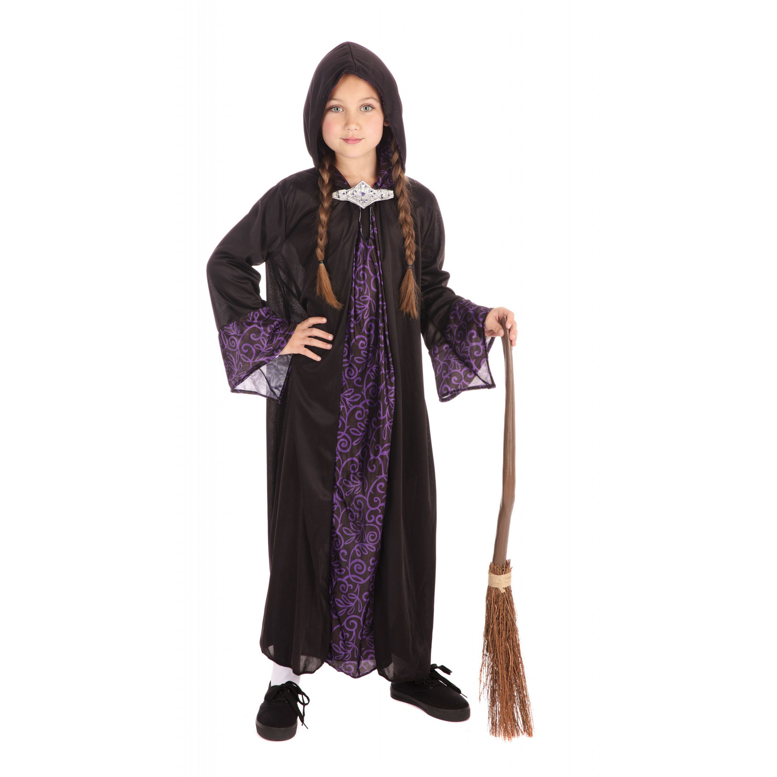 Halloween - Tovenaar cape kinderen/Halloween verkleedkleding zwart/paars voor kids