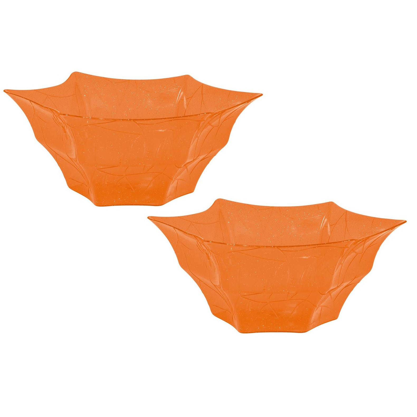 Halloween trick or treat snoepschaal groot - 2x - oranje - kunststof - 30 x 14 cm