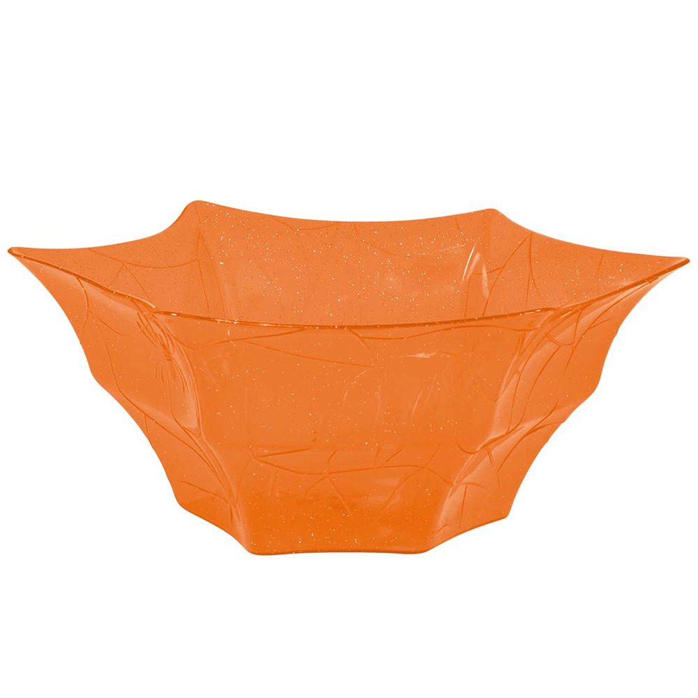 Halloween trick or treat snoepschaal groot - oranje - kunststof - 30 x 14 cm