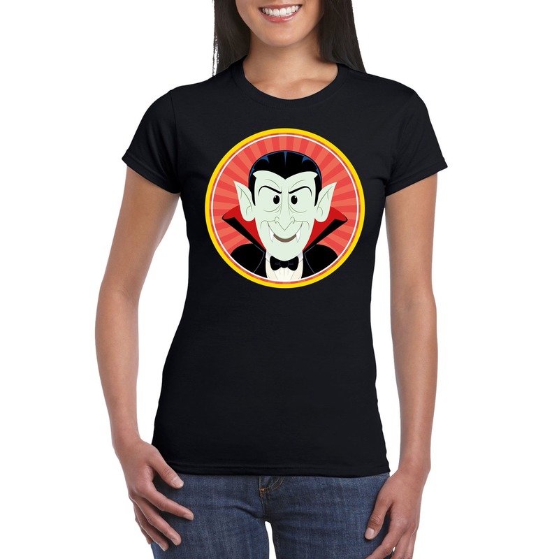 Halloween vampier/Dracula t-shirt zwart dames