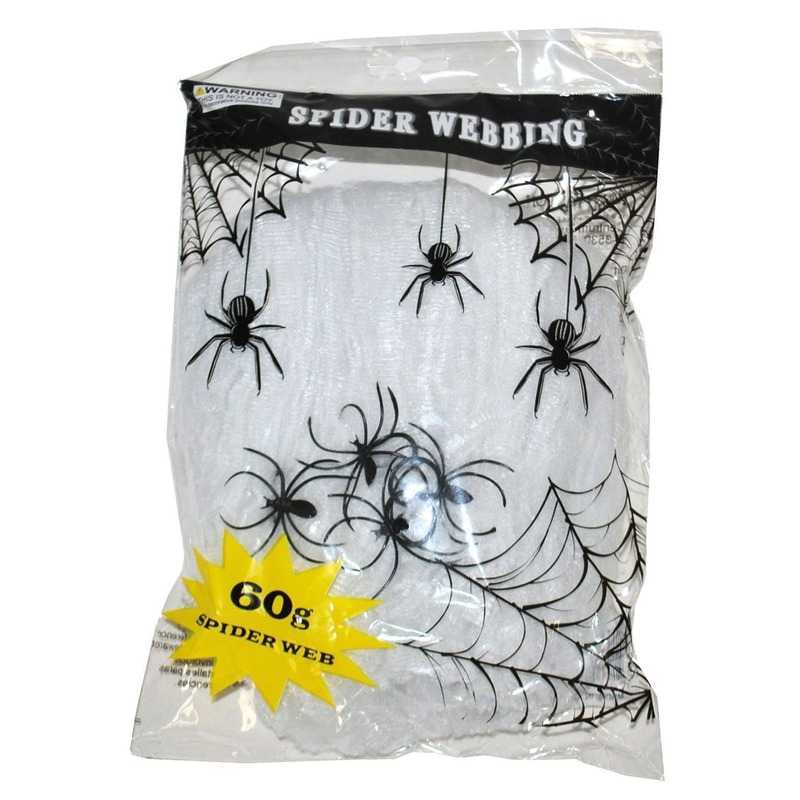 Halloween - Wit horror spinnenweb met spinnen 60 gr halloween decoratie