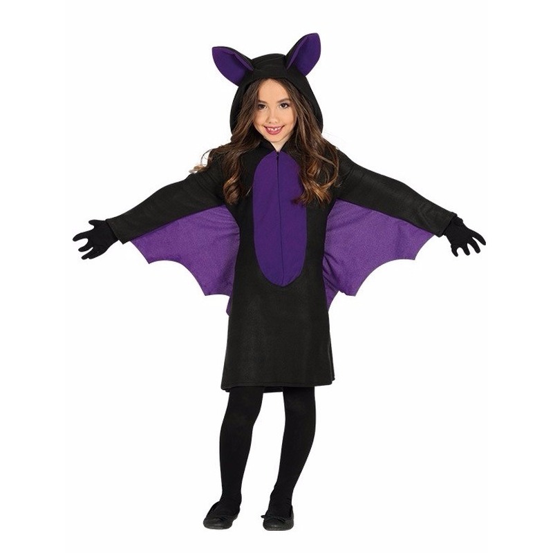 Halloween - Zwart met paars vleermuis kostuum voor meisjes