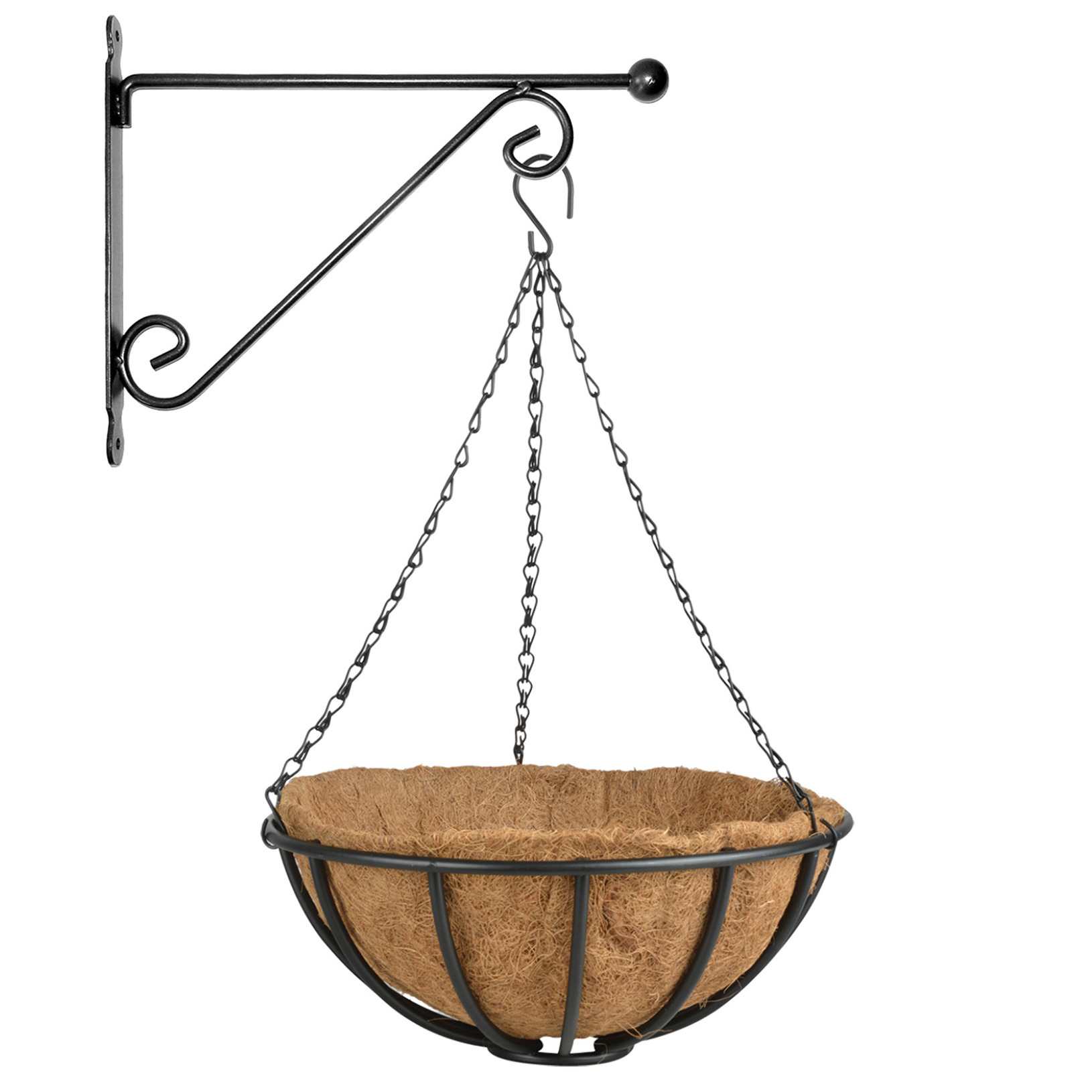 Hanging basket 35 cm met metalen muurhaak en kokos inlegvel