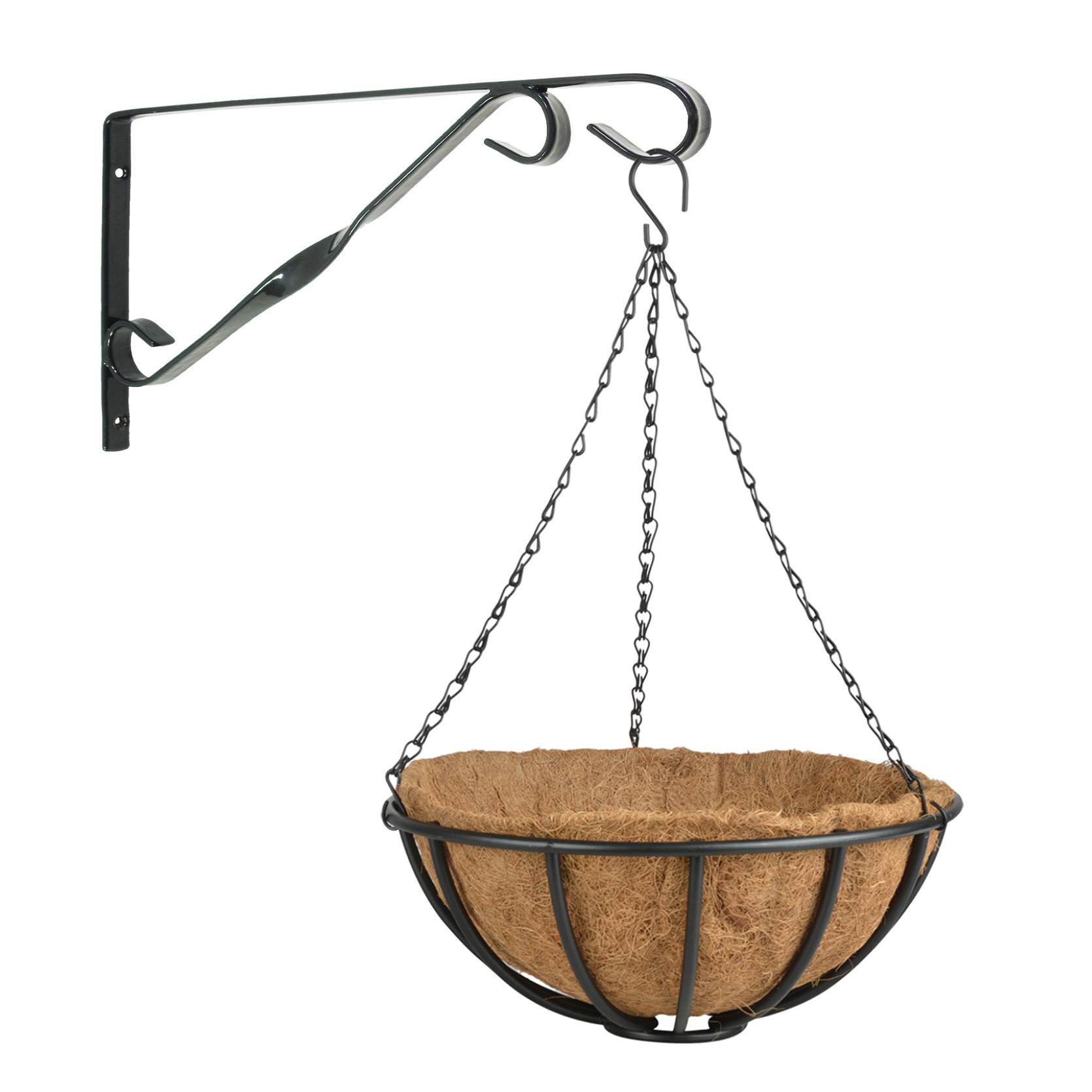 Hanging basket 35 cm van metaal met muurhaak complete hangmand set