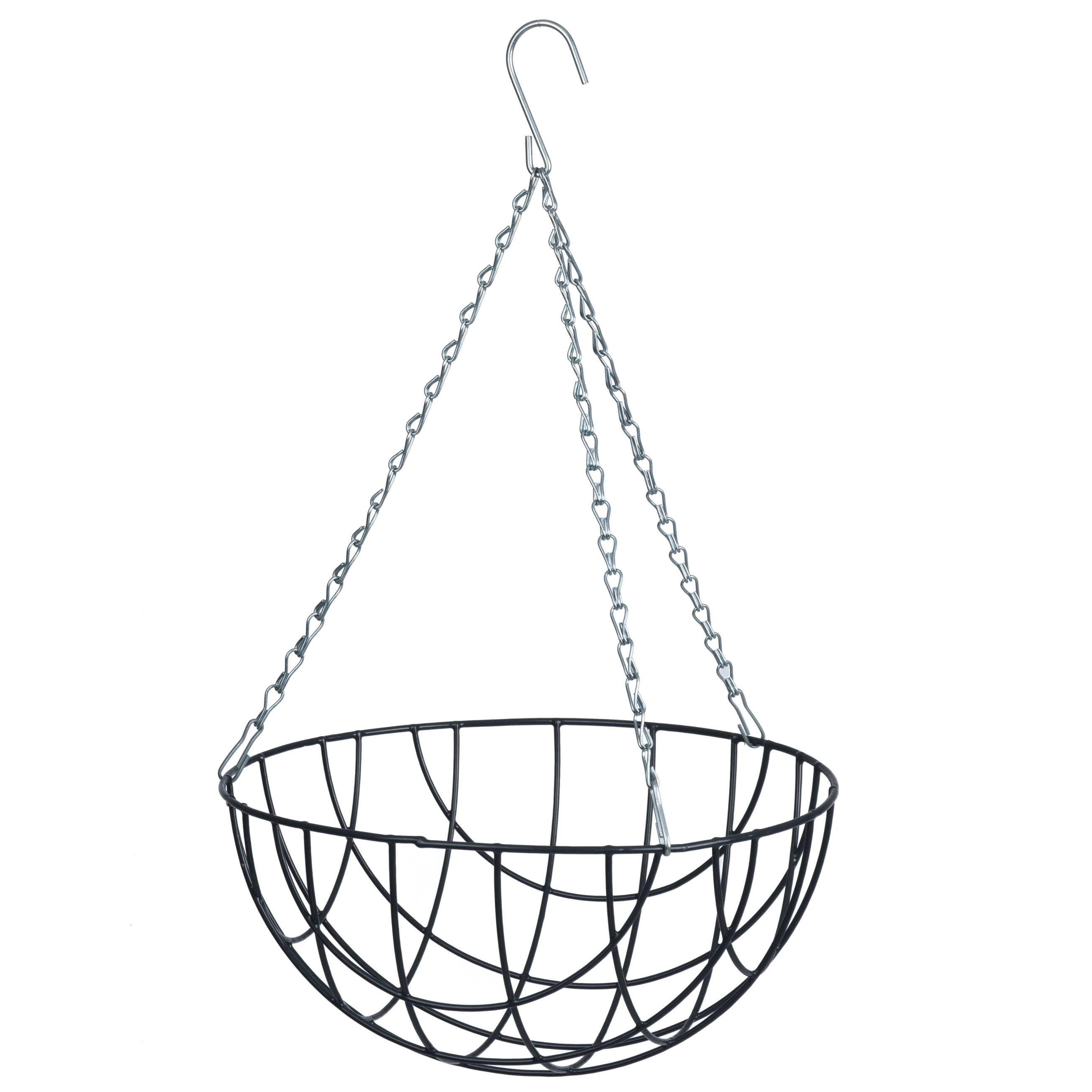 Hanging basket / plantenbak grijs met ketting 17 x 35 x 35 cm - metaaldraad - hangende bloemenmand -