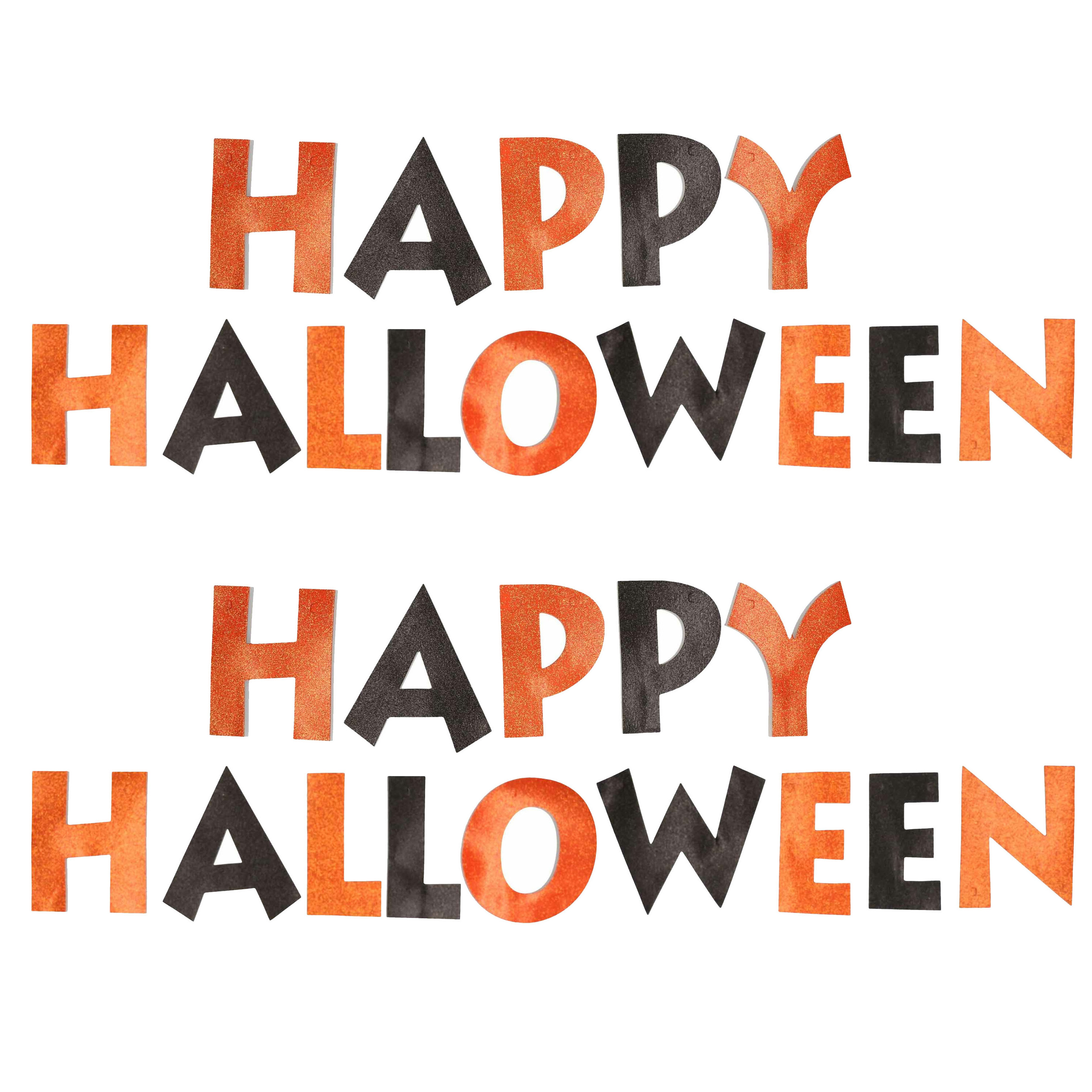Happy Halloween feestslinger - 2x - 3,65 meter - oranje/zwart - van papier