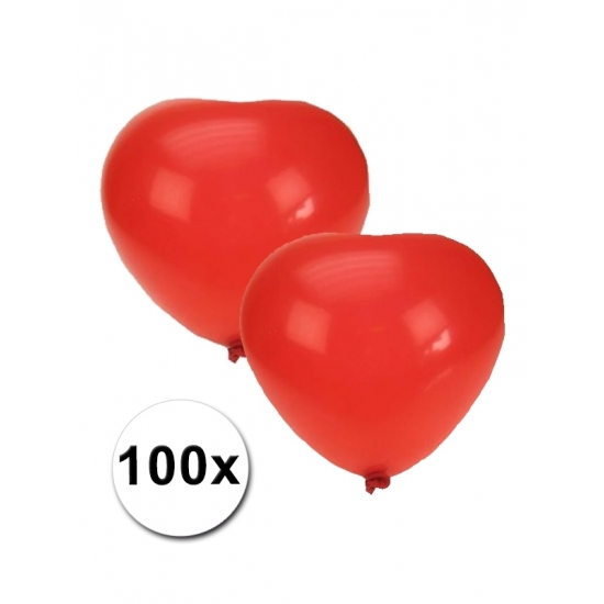 Hartjes ballonnen rood 100 stuks -