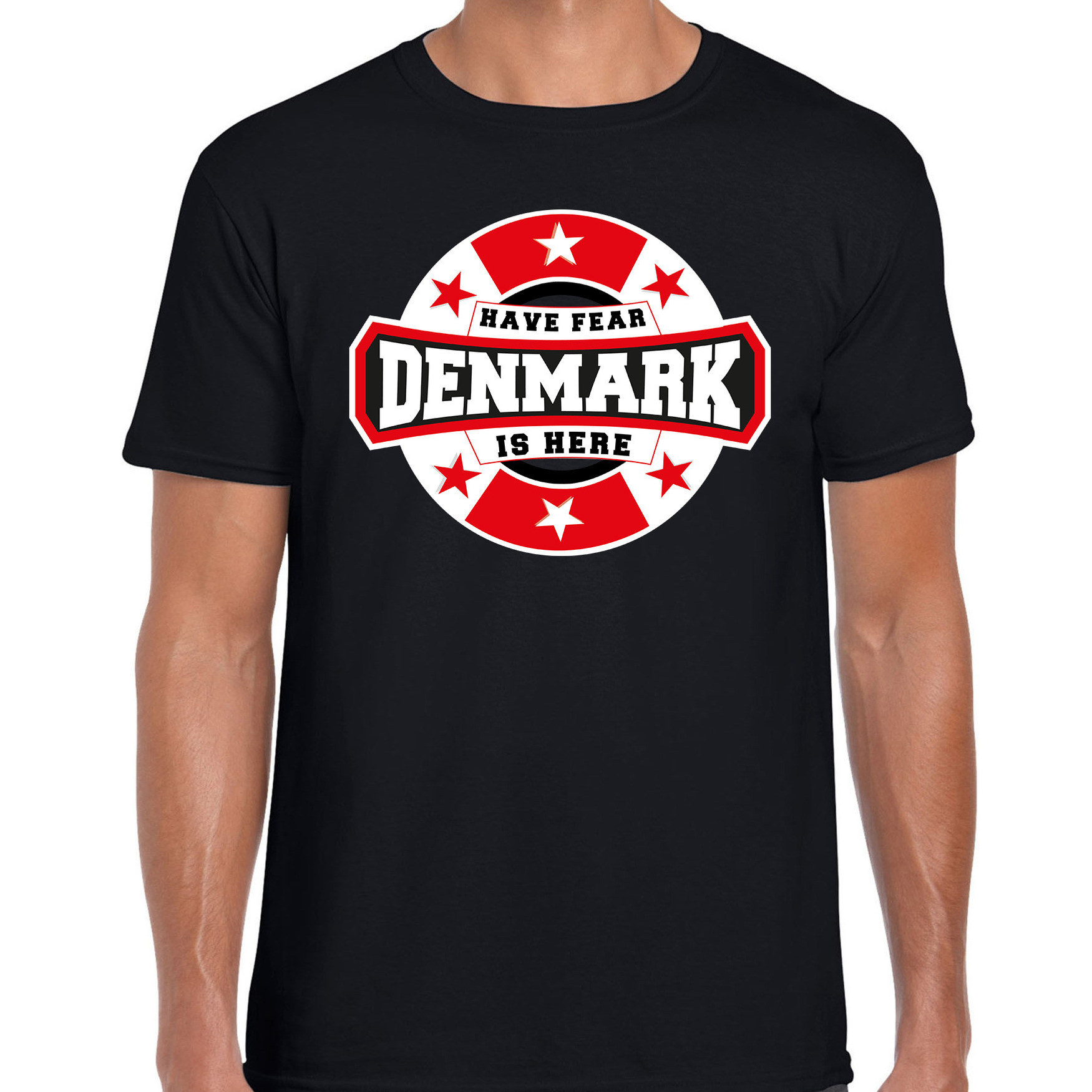 Have fear Denmark is here-Denemarken supporter t-shirt zwart voor heren