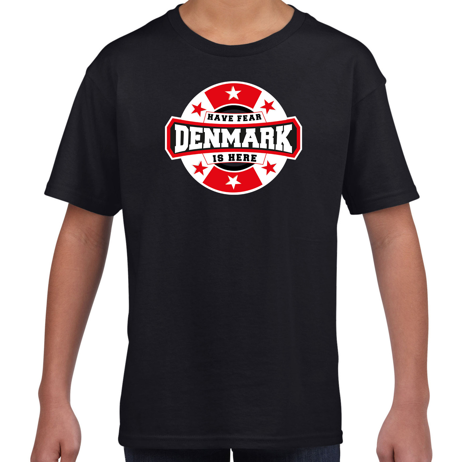 Have fear Denmark is here-Denemarken supporter t-shirt zwart voor kids