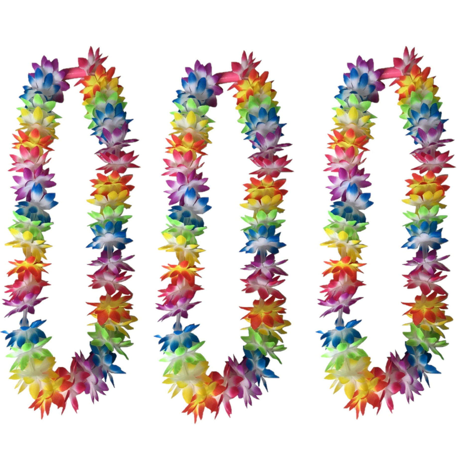 Hawaii krans-slinger 6x regenboog-zomerse kleuren incl. led verlichting