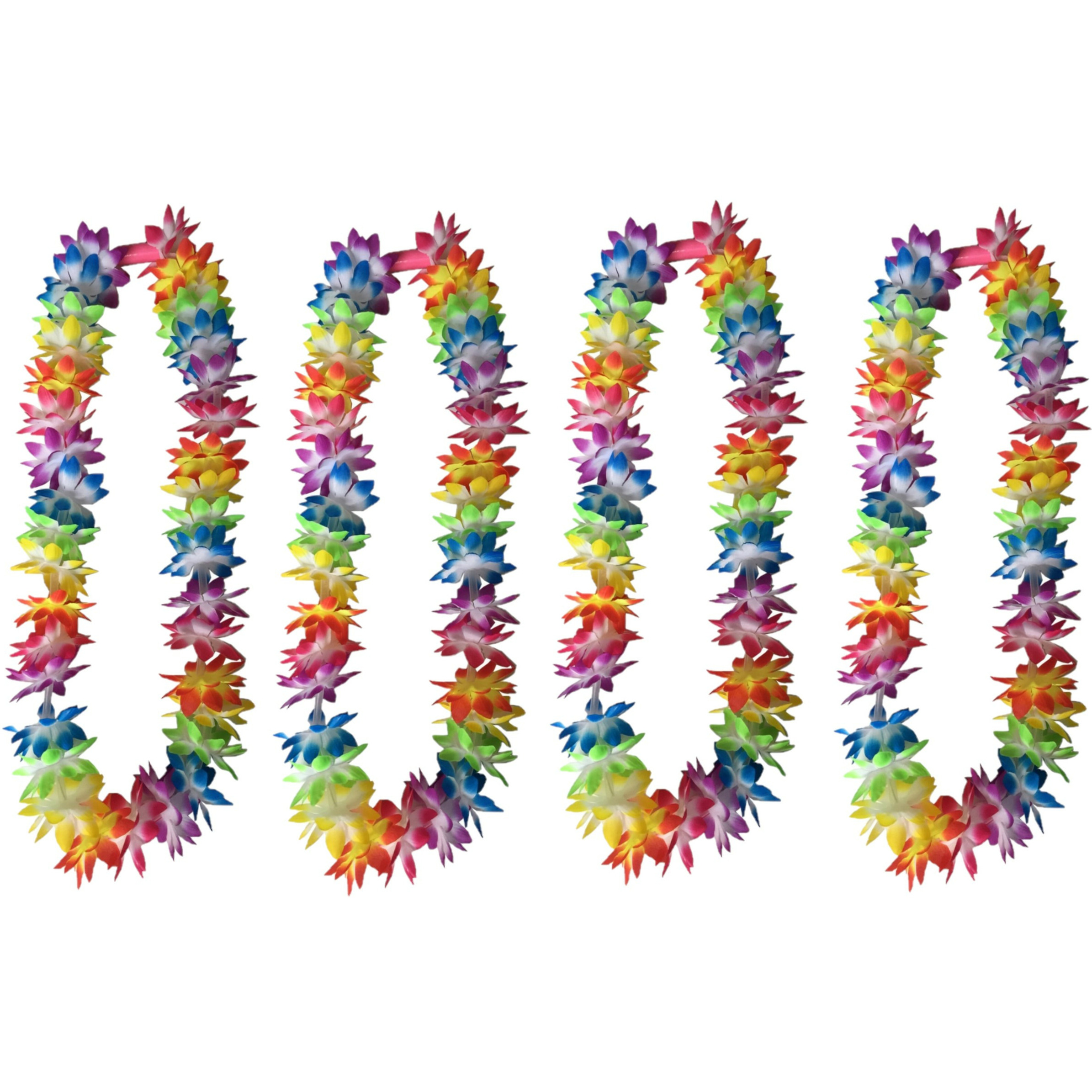 Hawaii krans-slinger 8x regenboog-zomerse kleuren incl. led verlichting