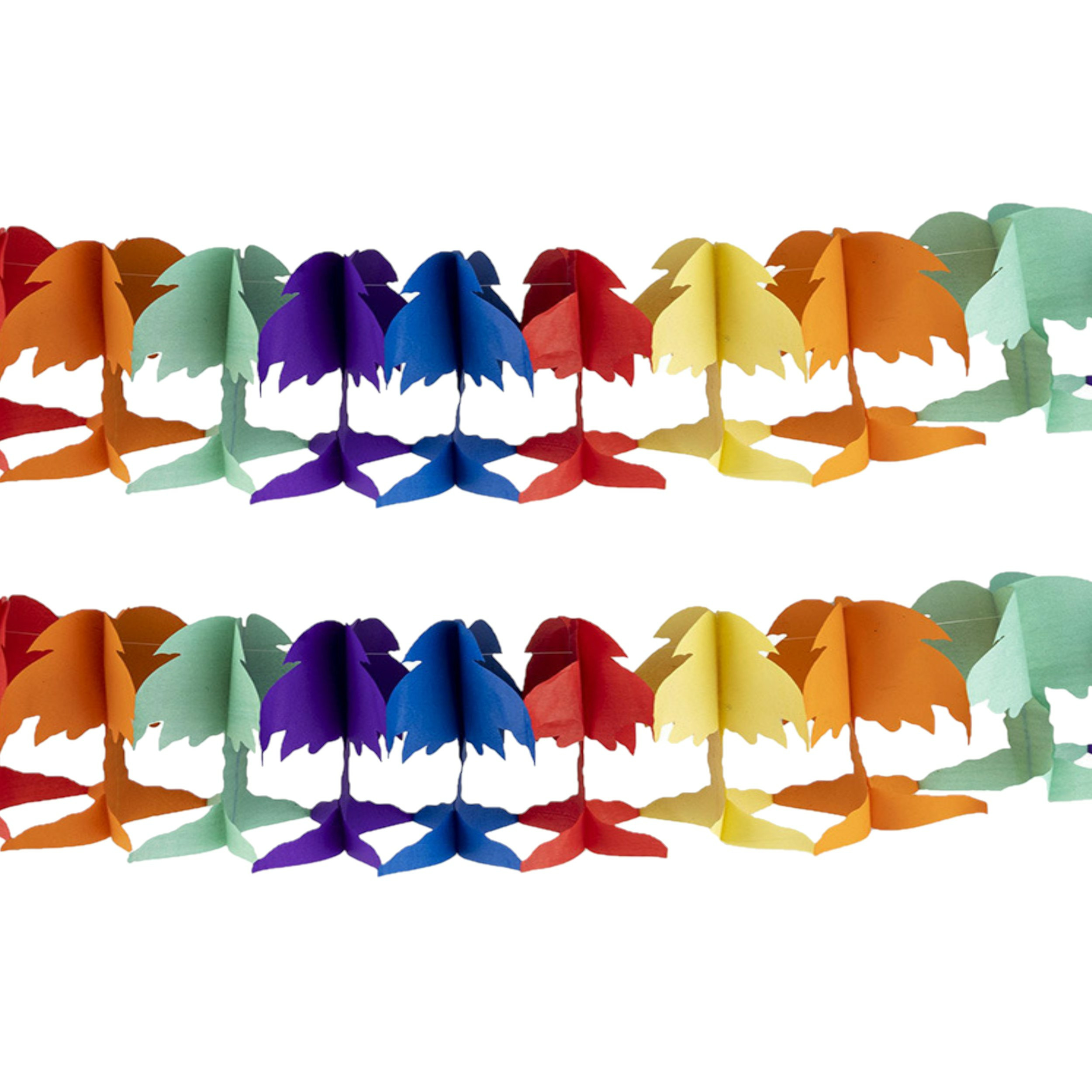Hawaii palmbomen thema feestslinger 2x gekleurd 400 cm papier