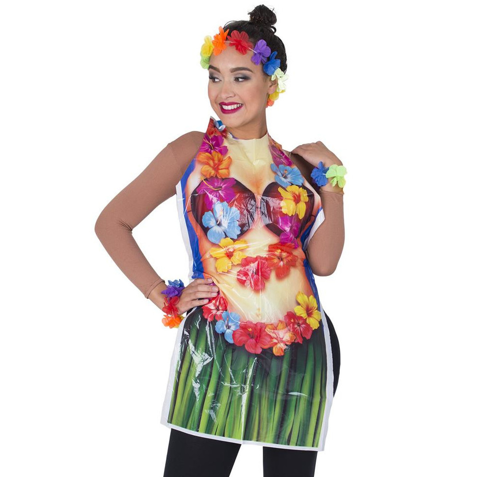 Hawaii thema verkleed schort vrouw -