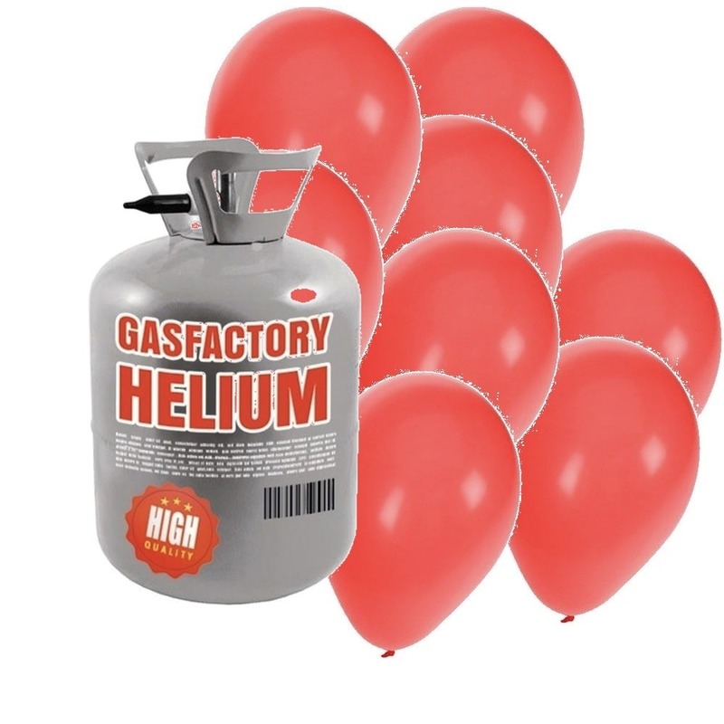 Helium tank met 30 rode ballonnen -