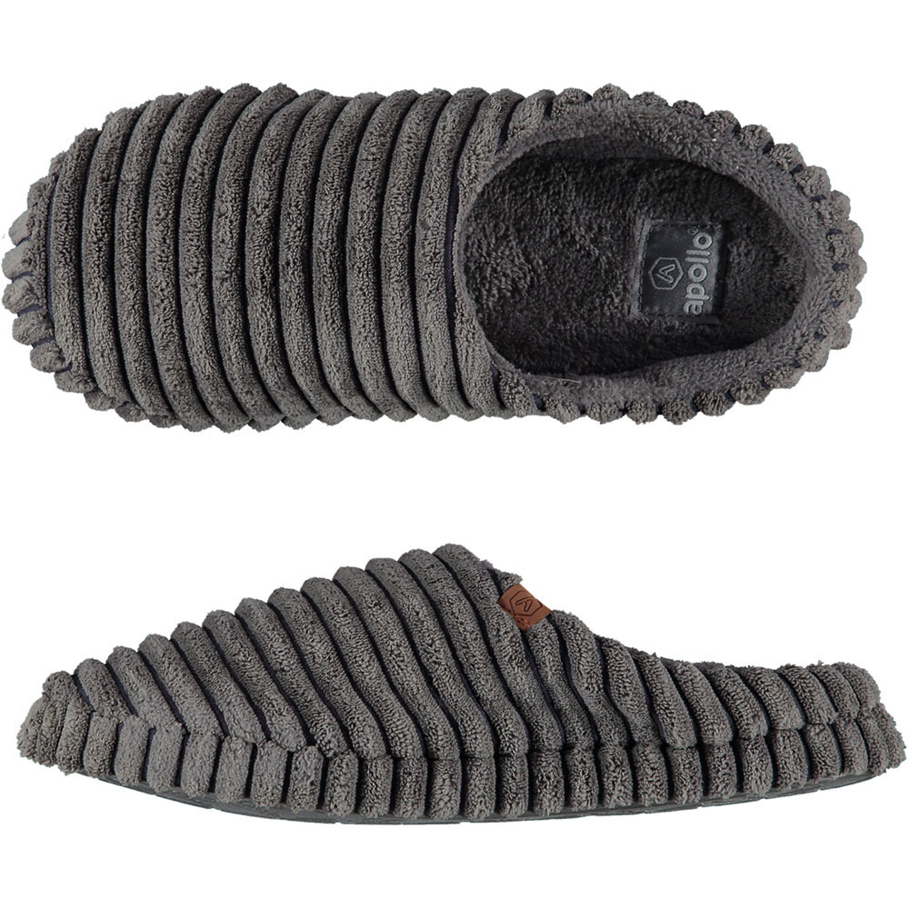 Heren instap slippers-pantoffels ribstof grijs maat 41-42