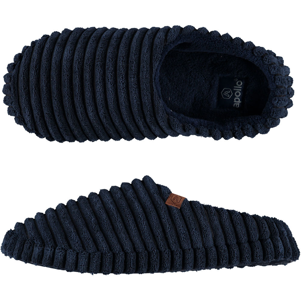 Heren instap slippers-pantoffels ribstof navy maat 41-42