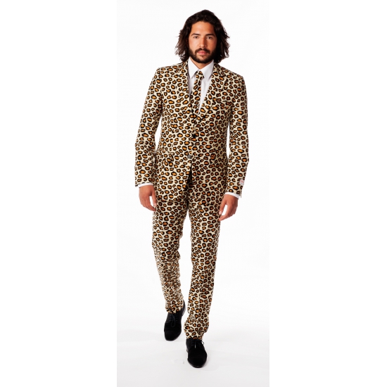 Heren kostuum met luipaard print