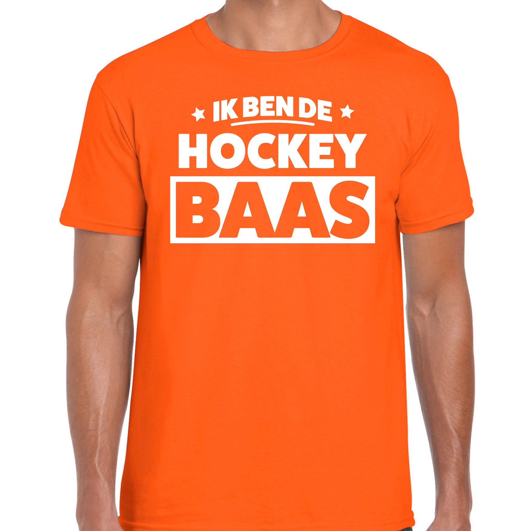 Hobby t-shirt hockey baas oranje voor heren hockey liefhebber shirt
