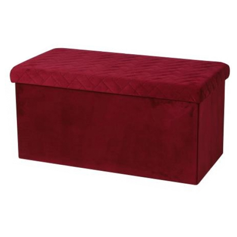 Hocker bank poef XXL opbergbox bordeaux rood polyester-mdf 76 x 38 x 38 cm opvouwbaar