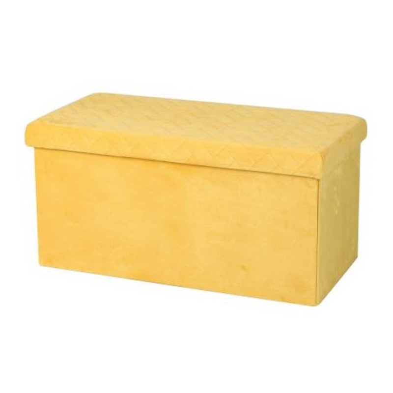 Hocker bank poef XXL opbergbox geel polyester-mdf 76 x 38 x 38 cm opvouwbaar